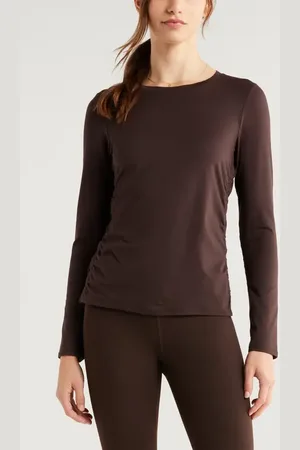 Zella Ruched Long Sleeve T-Shirt in at Nordstrom, Size Small