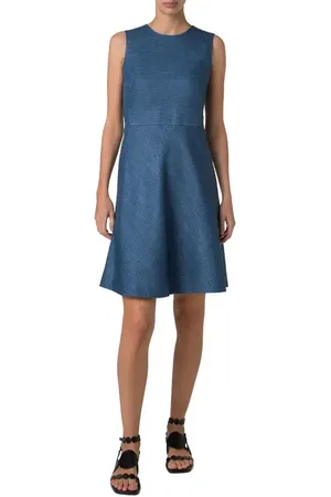 AKRIS Sleeveless Silk Rib A-Line Dress in at Nordstrom, Size 6