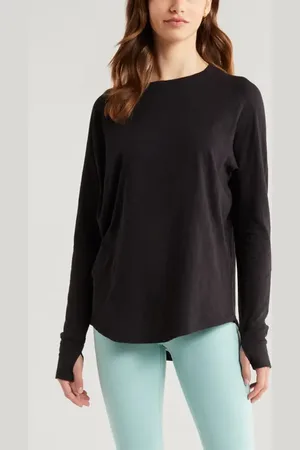 Zella Relaxed Washed 2.0 Long Sleeve Slub Tee in at Nordstrom, Size X-Small