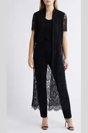 Ming Wang Heritage Fit Mixed Media Duster in at Nordstrom, Size X-Large
