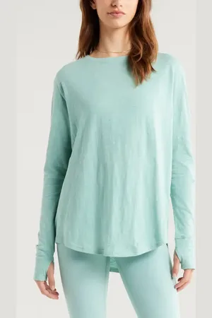 Zella Relaxed Washed 2.0 Long Sleeve Slub Tee in at Nordstrom, Size Medium
