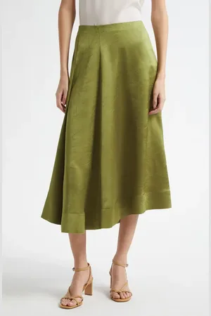 Vince Asymmetric Pleat Satin Skirt in at Nordstrom, Size 10