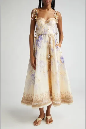 ZIMMERMANN Floral Appliqu?? Fit & Flare Midi Dress in at Nordstrom, Size 2