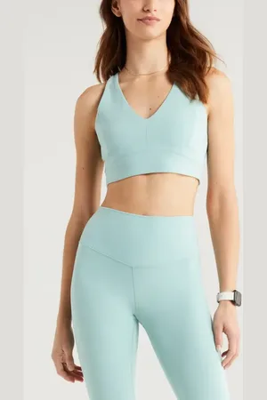 Zella Studio Luxe V-Neck Racerback Sports Bra in at Nordstrom, Size X-Small