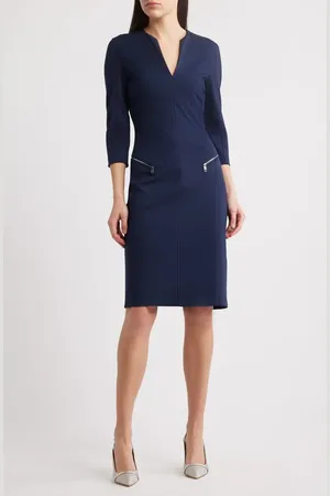 HUGO BOSS Dalmar Split Neck Dress in at Nordstrom, Size 8