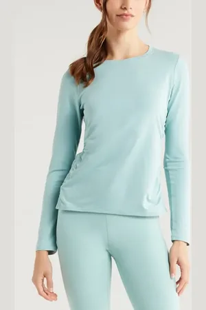 Zella Ruched Long Sleeve T-Shirt in at Nordstrom, Size X-Small