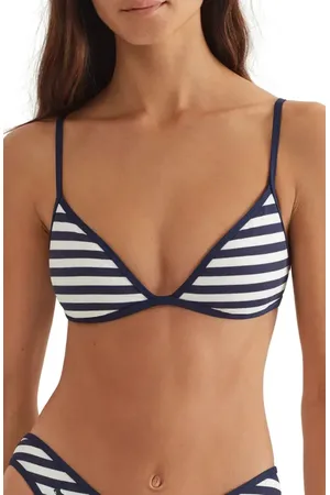 Ralph Lauren Tipped Stripe Bikini Top in at Nordstrom, Size Medium