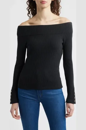 Nation LTD Val Off the Shoulder Cotton Rib Top in at Nordstrom, Size X-Large