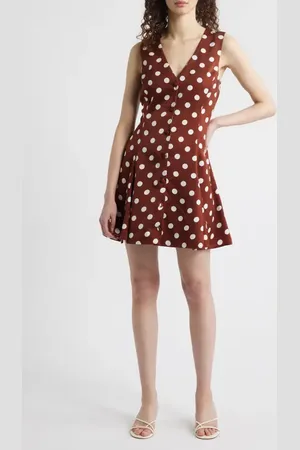 WAYF Darcy Dot Sleeveless Fit & Flare Minidress in at Nordstrom, Size Large