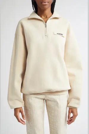 Jacquemus The Gros Grain Cotton Fleece Zip Sweatshirt in at Nordstrom, Size Xx-Large