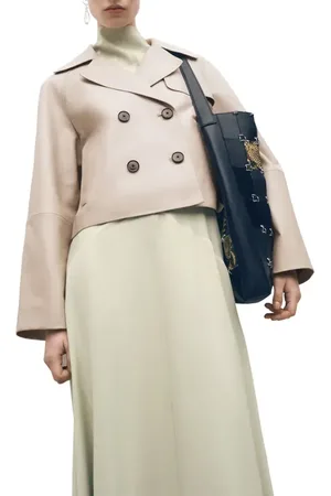 MANGO Crop Leather Trench Coat in at Nordstrom, Size Large