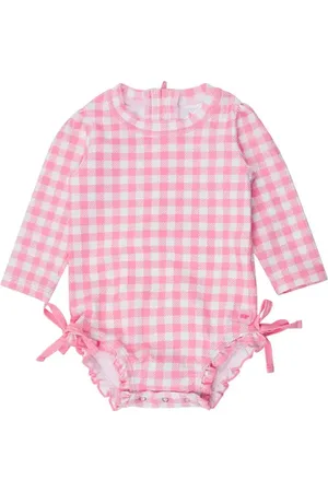RuffleButts Baby Girls Long Sleeve UPF50+ One Piece Rash Guard in at Nordstrom, Size 3-6M