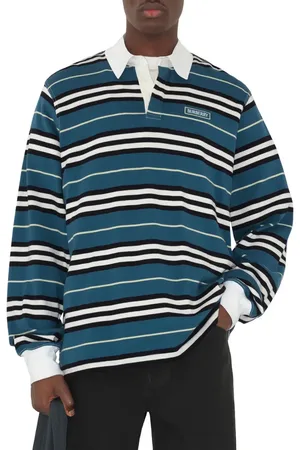 Burberry Stripe Long Sleeve Cotton Polo in at Nordstrom, Size Small