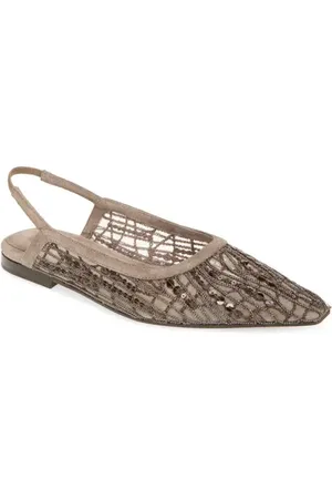 Brunello Cucinelli Monili Slingback Pointed Toe Flat in at Nordstrom, Size 5.5Us