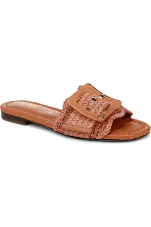 Sam Edelman Bambi Raffia Buckle Slide Sandal in at Nordstrom, Size 6