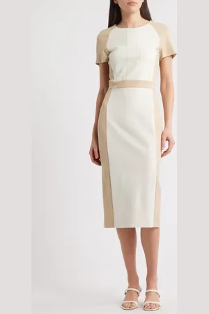 HUGO BOSS Darsa Colorblock Midi Sheath Dress in at Nordstrom, Size 14