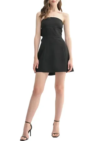 ALL IN FAVOR Bow Back Strapless Fit & Flare Minidress in at Nordstrom, Size Large