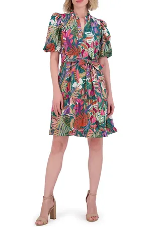 Vince Camuto Ruffle Tie Waist Cotton Dress in at Nordstrom, Size 0