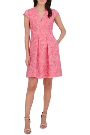 Vince Camuto Metallic Floral Jacquard Fit & Flare Dress in at Nordstrom, Size 10