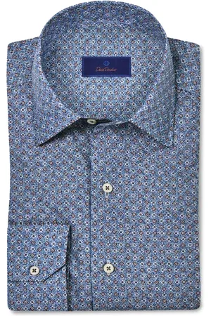 David Donahue Textured Neat Print Sport Shirt in at Nordstrom, Size Xx-Large