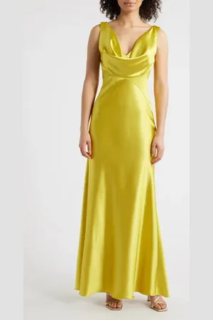 Vince Camuto Draped Neck Satin Gown in at Nordstrom, Size 12
