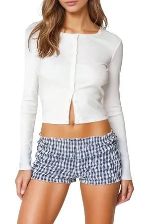 Edikted Shilo Crop Rib Cardigan in at Nordstrom, Size X-Small