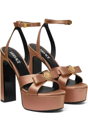 VERSACE Gianni Ribbon Platform Sandal in Fudge- Gold at Nordstrom, Size 8Us