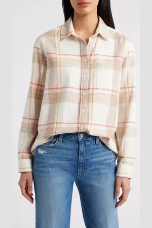 Pendleton Plaid Cotton Flannel Button-Up Shirt in at Nordstrom, Size Large