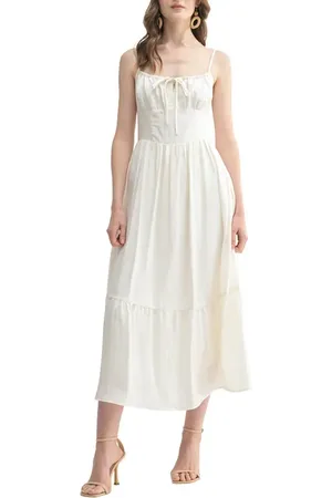 ALL IN FAVOR Corset Bodice Textured Midi Dress in at Nordstrom, Size Small