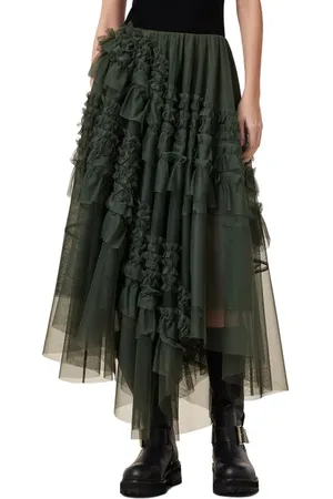 AllSaints Jen Asymmetric Hem Tulle Skirt in at Nordstrom, Size 6 Us