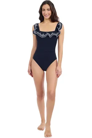 gottex Lola Square Neck Laser Ruffle One-Piece in at Nordstrom, Size 6