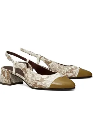 Tory Burch Cap Toe Slingback Pump in Granite Roccia /Ramure Green at Nordstrom, Size 7