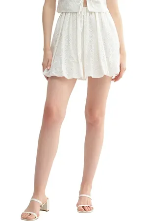 ALL IN FAVOR Cotton Eyelet Bubble Miniskirt in at Nordstrom, Size Large