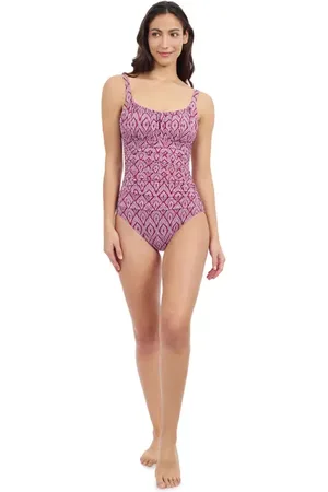 gottex Plume Scoop Neck Shirred Bust One Piece in Brick White at Nordstrom, Size 6