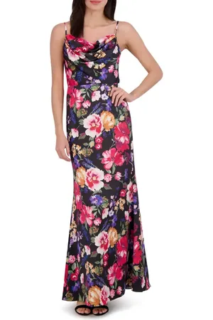 Vince Camuto Print Cowl Neck Satin Gown in at Nordstrom, Size 0