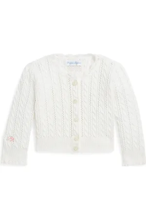 Ralph Lauren Pointelle Cotton Cardigan in at Nordstrom, Size 9M