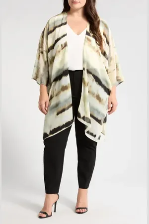 Anne Klein Abstract Print Oversize Sheer Cardigan in at Nordstrom, Size One Size X