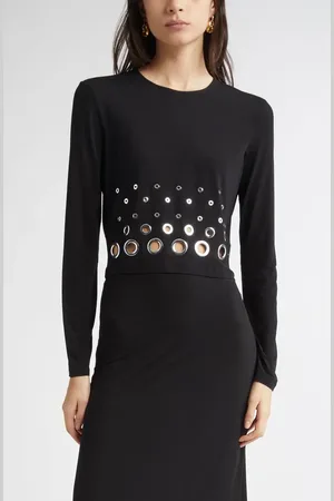 Paco rabanne Grommet Detail Second Skin Jersey Crop Top in at Nordstrom, Size 6 Us