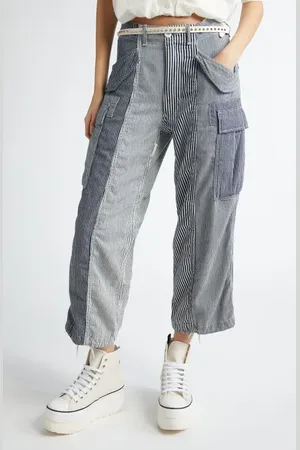 R13 Mixed Stripe Crop Cargo Pants in at Nordstrom, Size 27