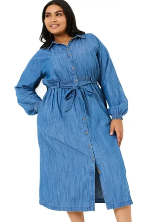 Fat Face Plus Size Abi Denim Midi Dress in at Nordstrom, Size 14