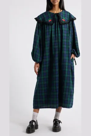 Dressed in Lala Magic Maker Long Sleeve Plaid Maxi Dress in at Nordstrom, Size Large