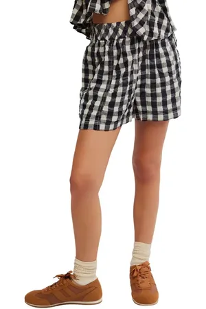 Free People Get Free Get Free Seersucker Cotton Pull-On Shorts in at Nordstrom, Size X-Large