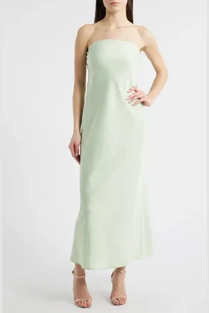 WAYF Madelyn Strapless Bias Cut Satin Dress in at Nordstrom, Size Small