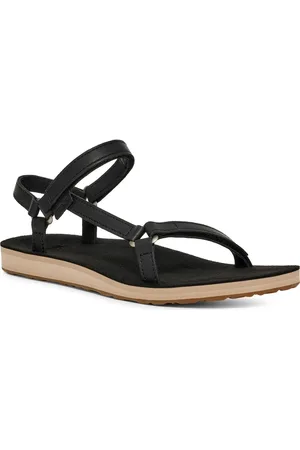 Teva Original Universal Slim Leather Sandal in Black /Tan at Nordstrom, Size 6
