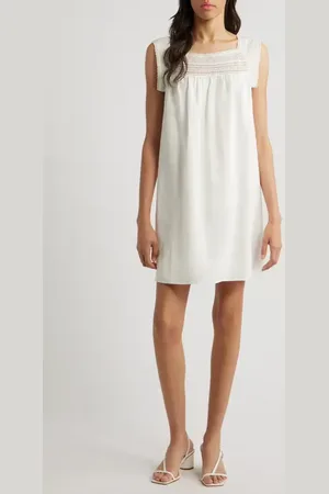Charles Henry Lace Trim Shift Dress in at Nordstrom, Size X-Small