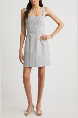 Charles Henry Stripe Sleeveless A-Line Minidress in at Nordstrom, Size Small