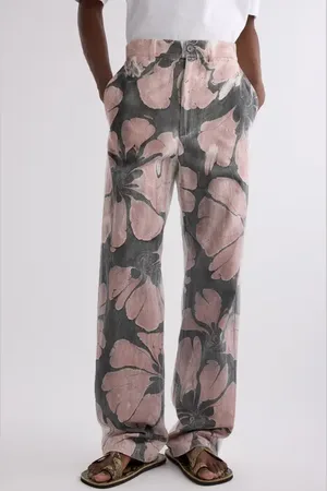 DRIES VAN NOTEN Pynam Floral & Solid Straight Leg Pants in at Nordstrom, Size 30 Us