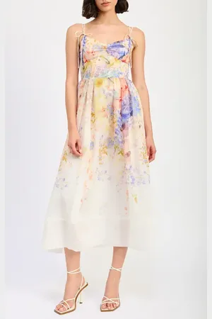 En Saison Taylorann Floral Tie Strap Midi Dress in at Nordstrom, Size Small