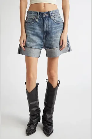 R13 Nina Cuffed Denim Shorts in at Nordstrom, Size 25