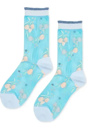 hansel from basel Wanda Floral Sheer Crew Socks in at Nordstrom